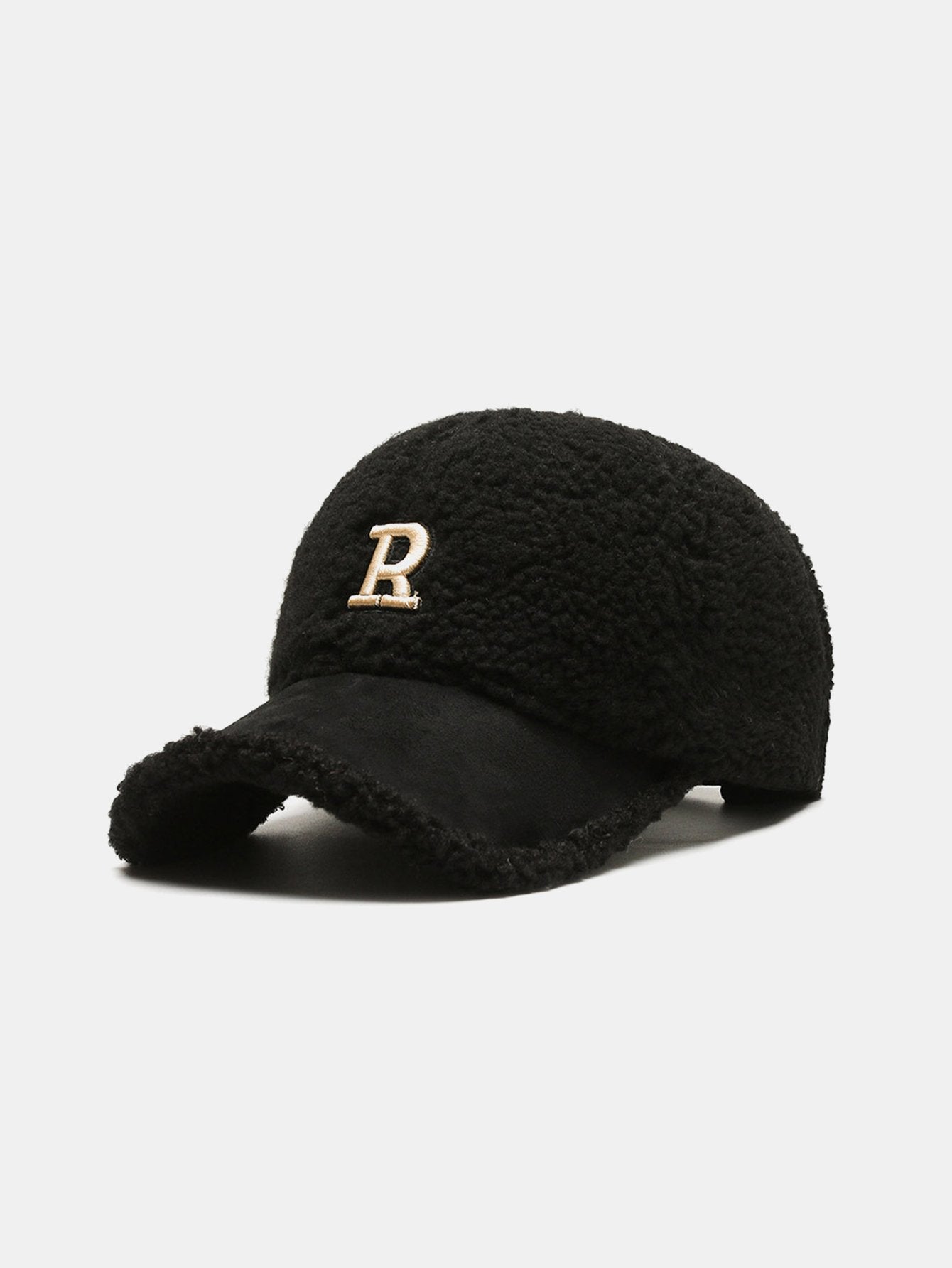 Plush Winter Warm Lettered Baseball Cap