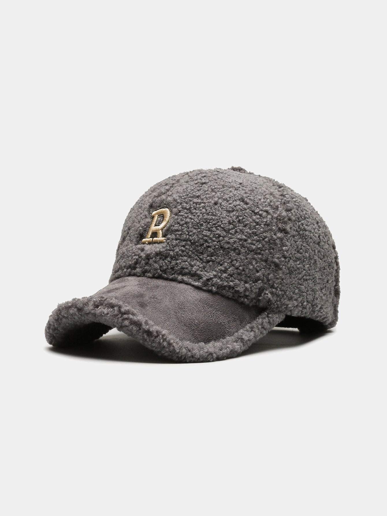 Plush Winter Warm Lettered Baseball Cap