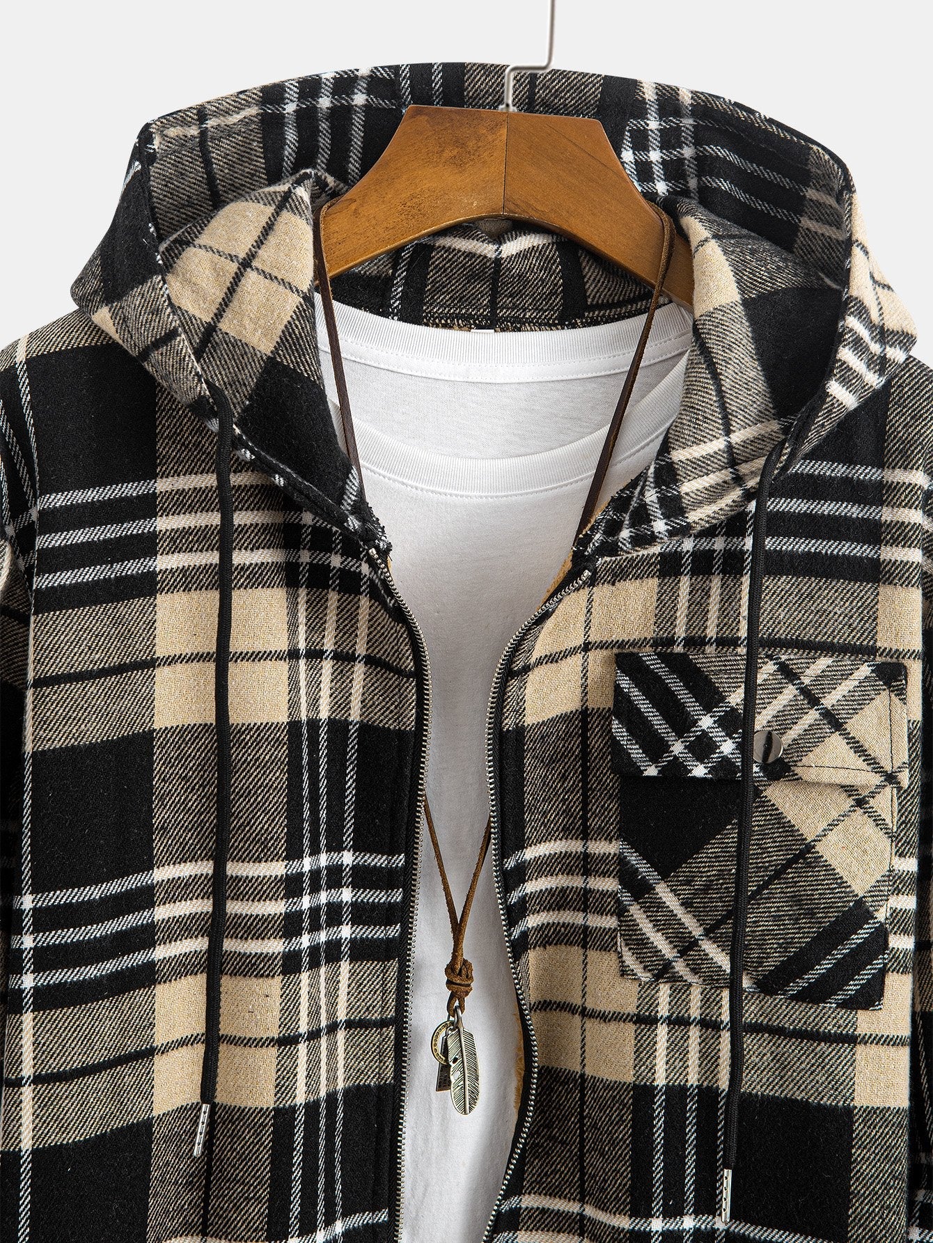 Teddy-Futter Flanell-Hoodie mit Karomuster