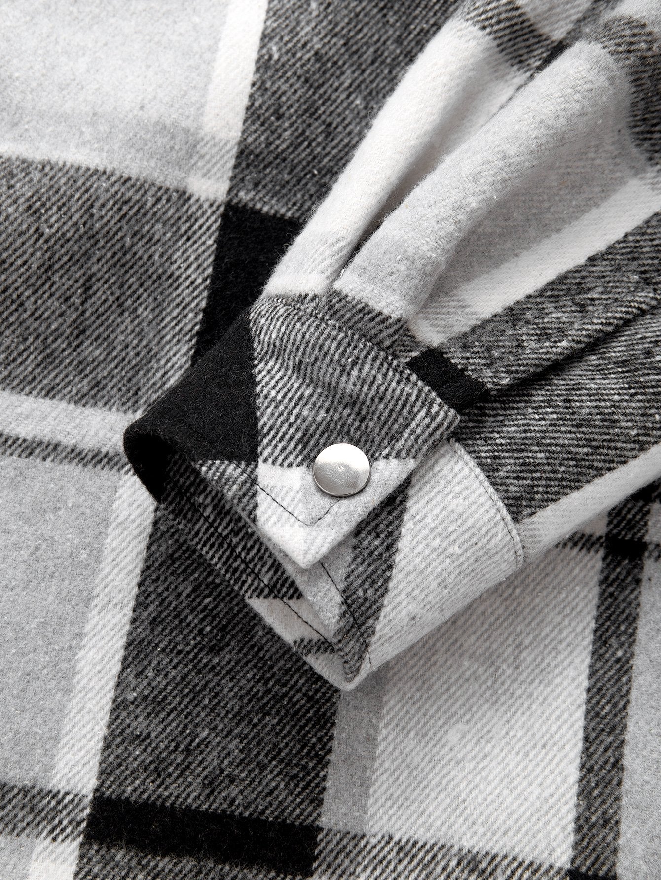 Teddy-Futter Karo-Flanell Hoodie-Shirt