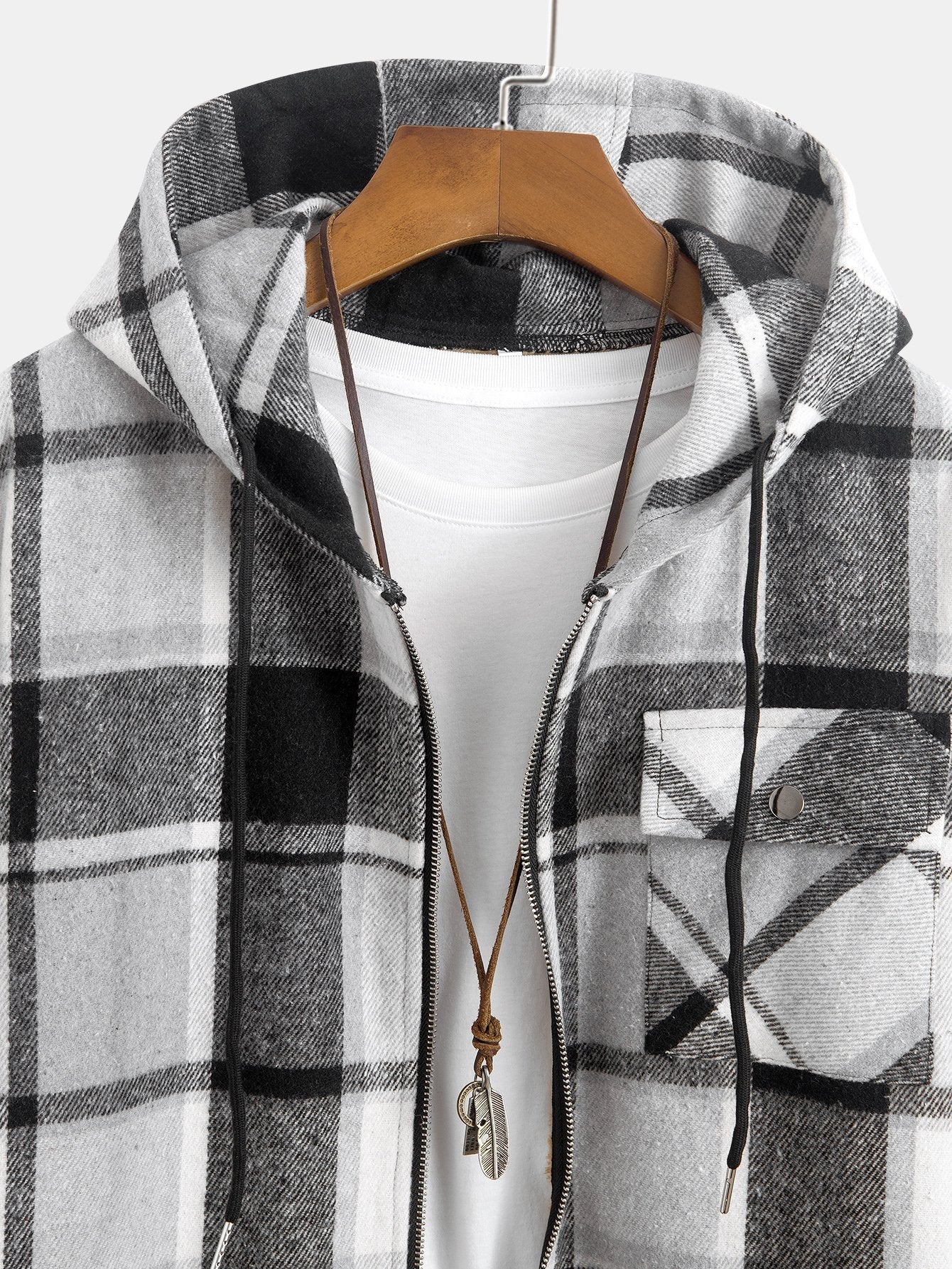 Teddy-Futter Karo-Flanell Hoodie-Shirt