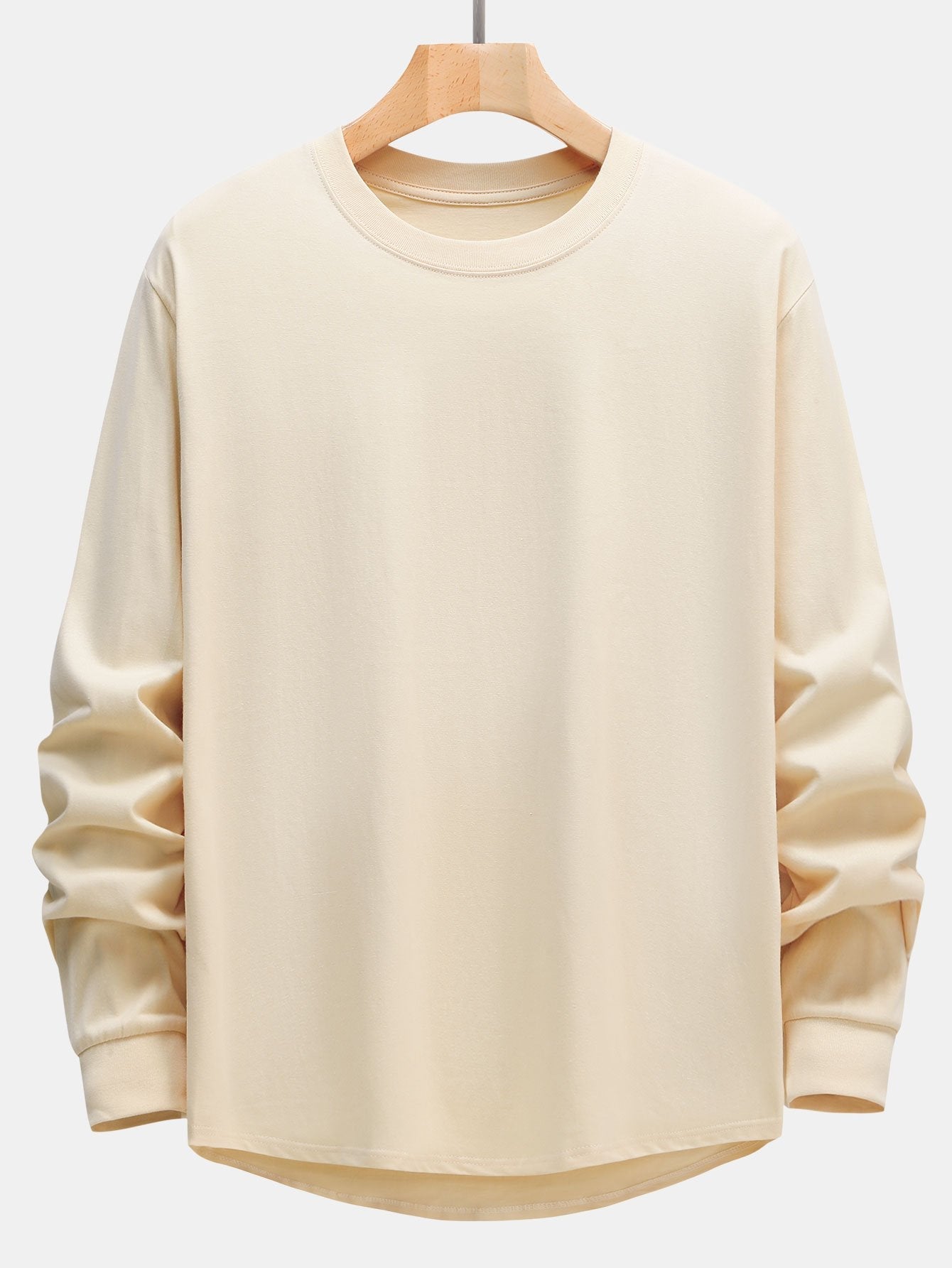 Basis Langarm Schwergewicht Bogen T-Shirt