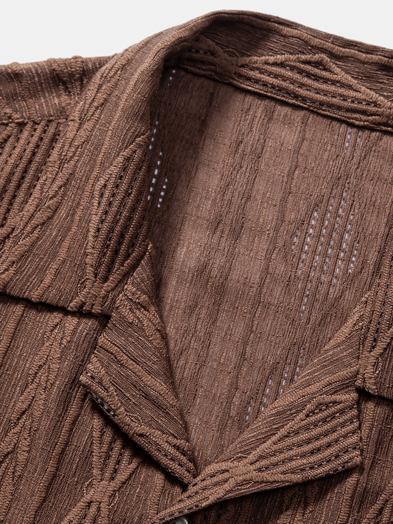 Geometrisches Jacquard-Hemd im kubanischen Stil & Gerade Leinenhose