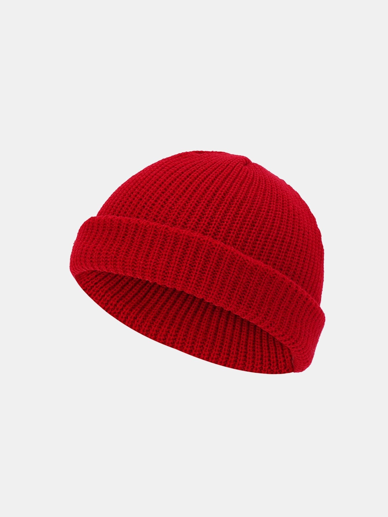 Einfarbige Warme Kurze Strickmütze