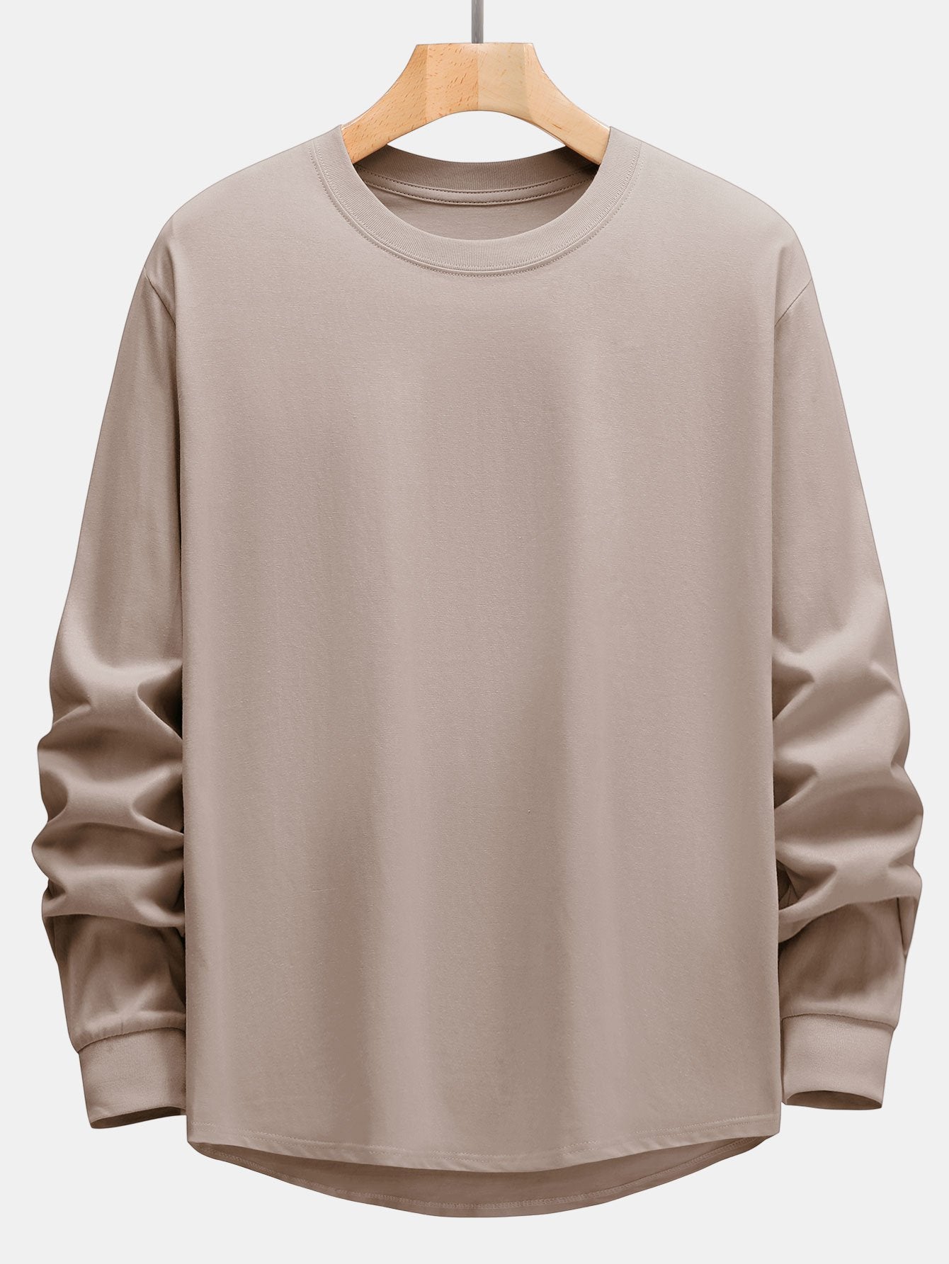 Basis Langarm Schwergewicht Bogen T-Shirt