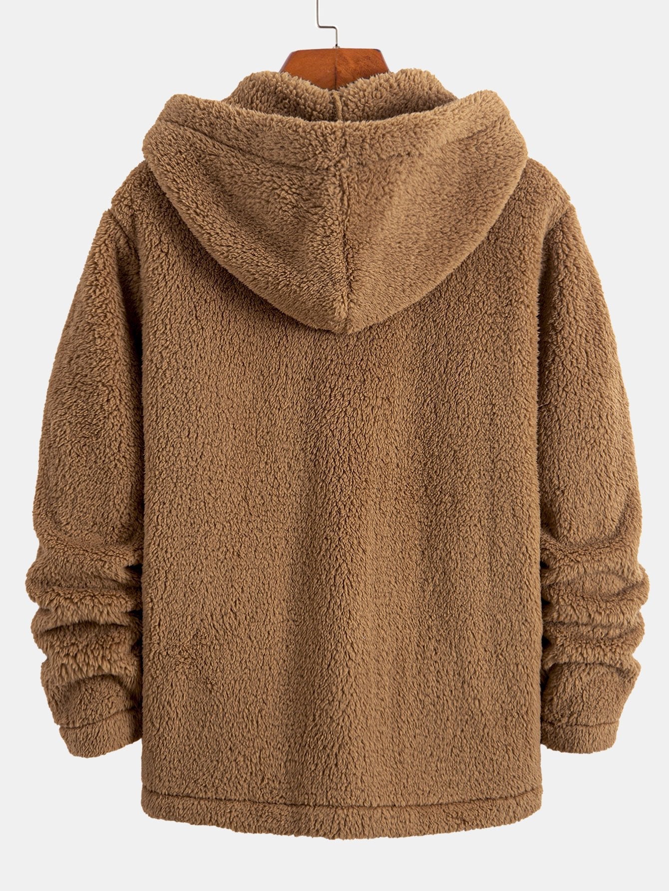 Teddy Fleece Button-Up Hoodie Jacket