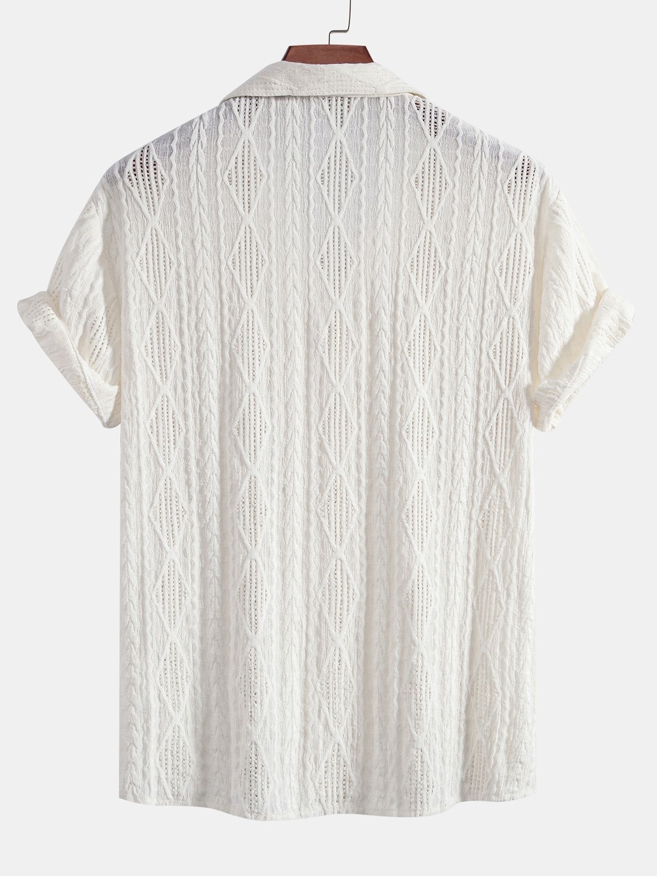 Geometrisches Jacquard-Hemd im kubanischen Stil & Gerade Leinenhose