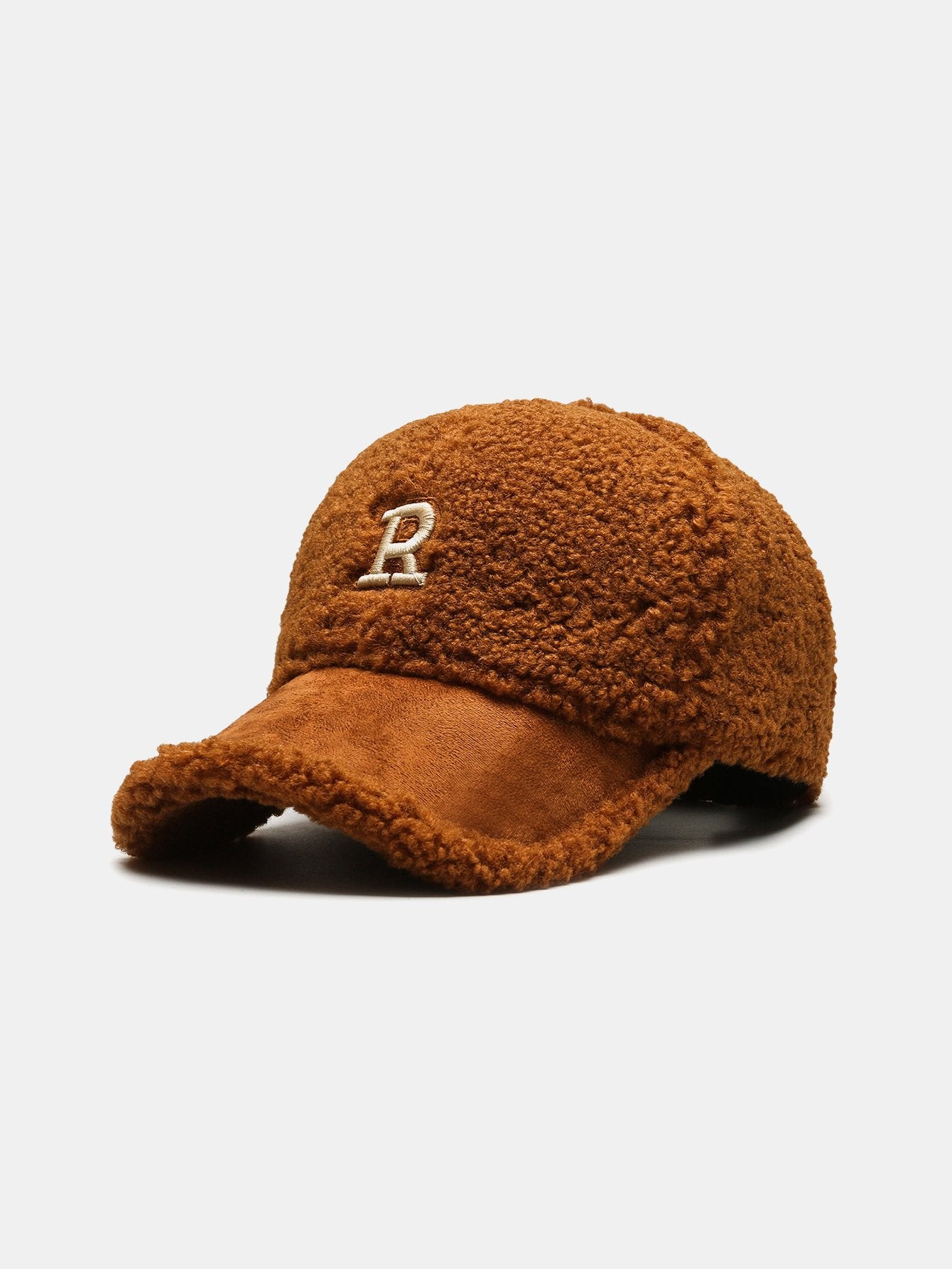 Plush Winter Warm Lettered Baseball Cap