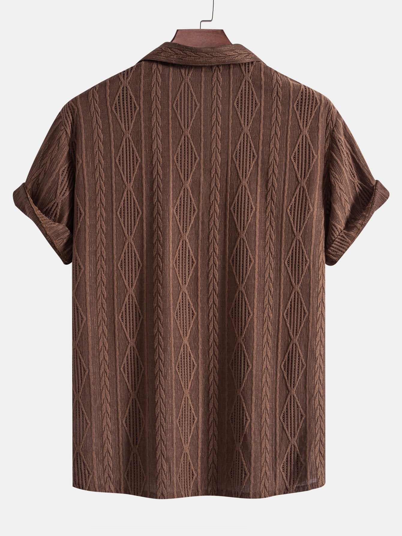 Geometrisches Jacquard-Hemd im kubanischen Stil & Gerade Leinenhose