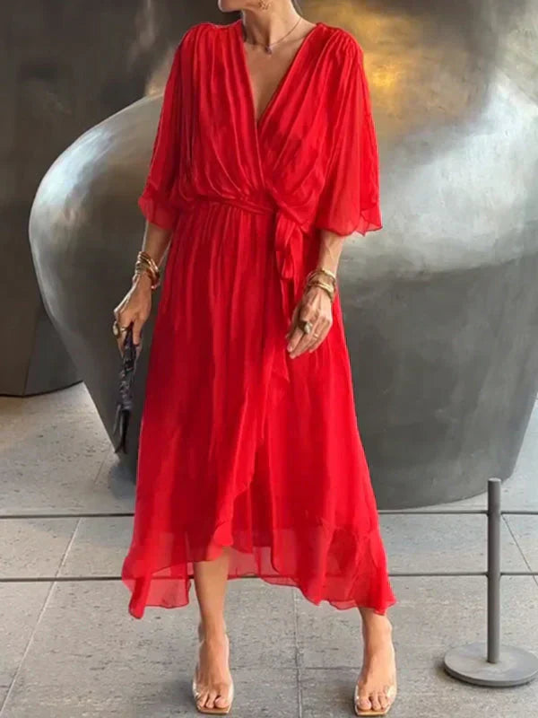 Monica - Chiffonkleid mit V-Ausschnitt