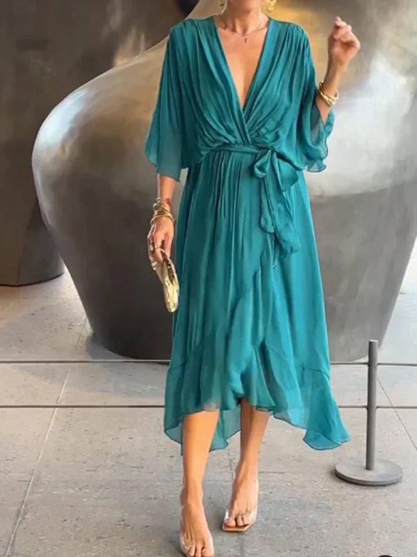 Monica - Chiffonkleid mit V-Ausschnitt