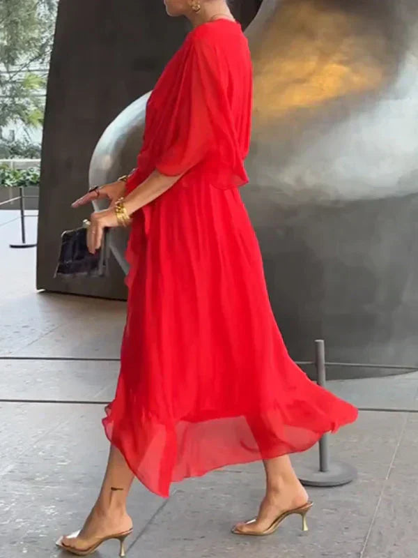 Monica - Chiffonkleid mit V-Ausschnitt